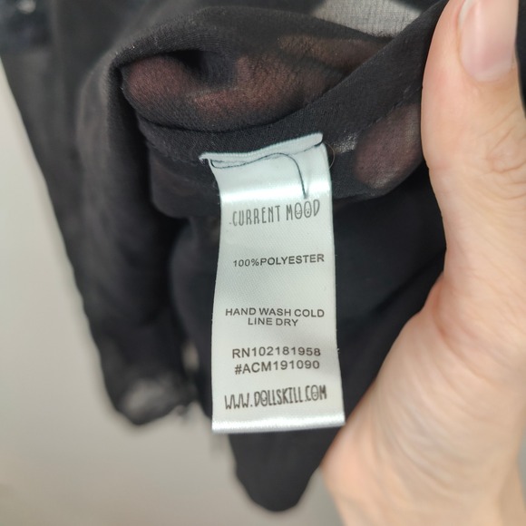 Dolls Kill Current Mood Pink Lace Black Sheer Babydoll Top Womens Large Lingerie - Picture 6 of 7